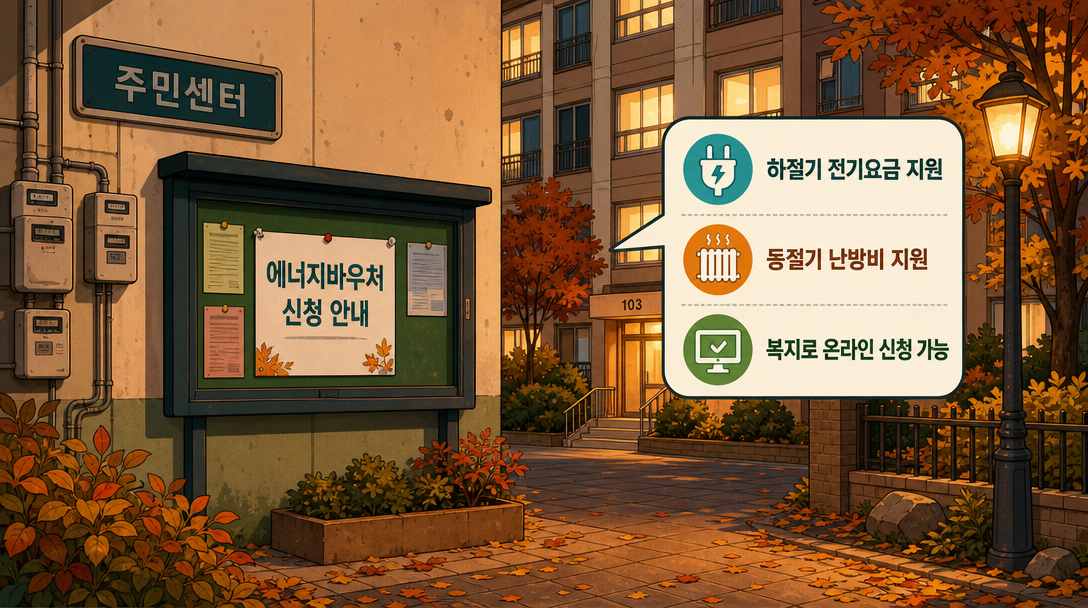 에너지바우처 신청 방법과 하절기 동절기 지원 안내 일러스트